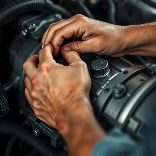 Car transmission being repaired