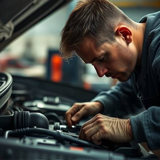 Close-up of a mechanic working on a car engine