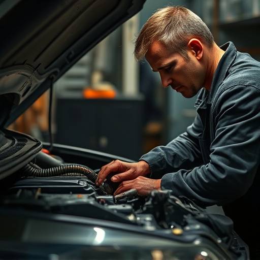 Mechanic working on a car engine